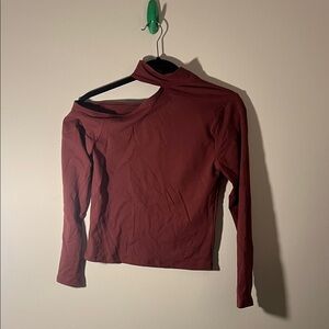 Abercrombie & Fitch Maroon Asymmetrical Long Sleeve Top